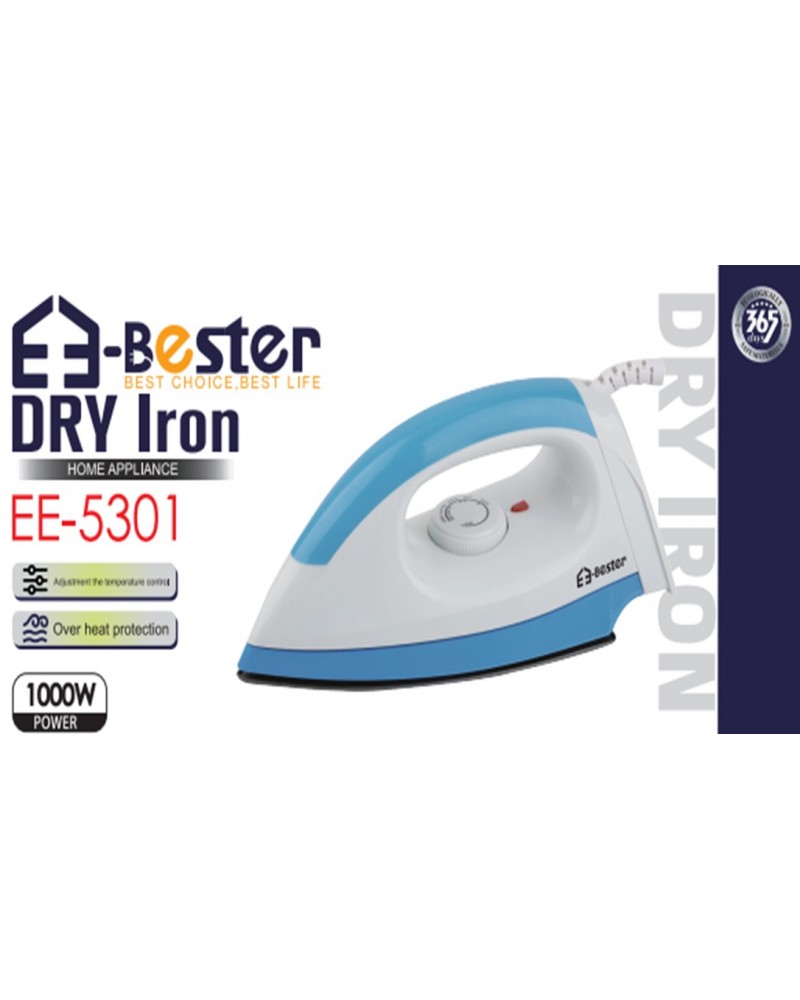 مكواة كي جاف كلاسيكية Bester EE-5301 بقوة 1000 واط - حماية من الحرارة الزائدة مكواة كي جاف كلاسيكية Bester EE-5301 بقوة 1000 واط - حماية من الحرارة الزائدة