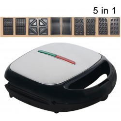 صانع ساندويتشات و وافل و دونات و كب كيك وشواء 5 في 1 من E-Bester بقوة 750 واط - سهل التنظيف ومزود بتسخين مزدوج
