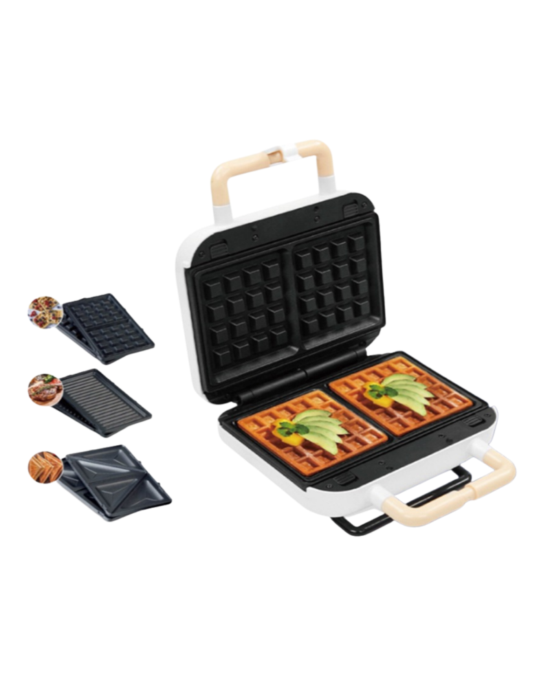 ماكينة صانع ساندويتشات ووافل وشواء 3 في 1 من E-Bester بقوة 750 واط - سهولة التنظيف وتسخين مزدوج (الموديل EE-12401) ماكينة صانع ساندويتشات ووافل وشواء 3 في 1 من E-Bester بقوة 750 واط - سهولة التنظيف وتسخين مزدوج (الموديل EE-12401)