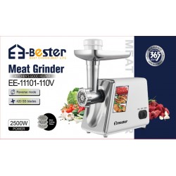 مفرمة لحم كهربائية E-Bester - قوة 2500 واط، شفرات ستانلس ستيل، وضع عكسي