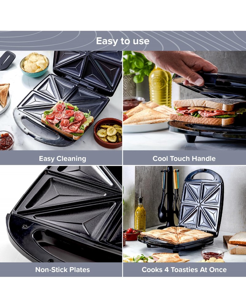 صانع ساندويتشات E-Bester بقوة 1200 واط - 4 قطع، تسخين مزدوج، طلاء غير لاصق (EE-12201) صانع ساندويتشات E-Bester بقوة 1200 واط - 4 قطع، تسخين مزدوج، طلاء غير لاصق (EE-12201)