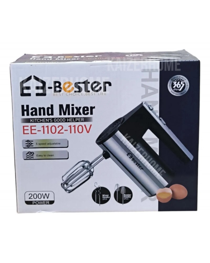 خلاط يدوي E-Bester (EE-1102) - بقوة 200 واط و5 سرعات قابلة للتعديل - 110 فولت خلاط يدوي E-Bester (EE-1102) - بقوة 200 واط و5 سرعات قابلة للتعديل - 110 فولت