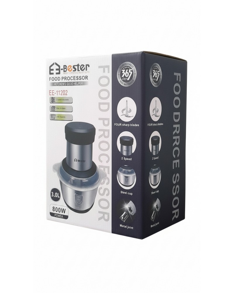 مفرمة لحم وطعام من Bester – سعة 3 لتر، قدرة 800 واط، 4 شفرات ستانلس ستيل (متعددة الاستخدامات) مفرمة لحم وطعام من Bester – سعة 3 لتر، قدرة 800 واط، 4 شفرات ستانلس ستيل (متعددة الاستخدامات)