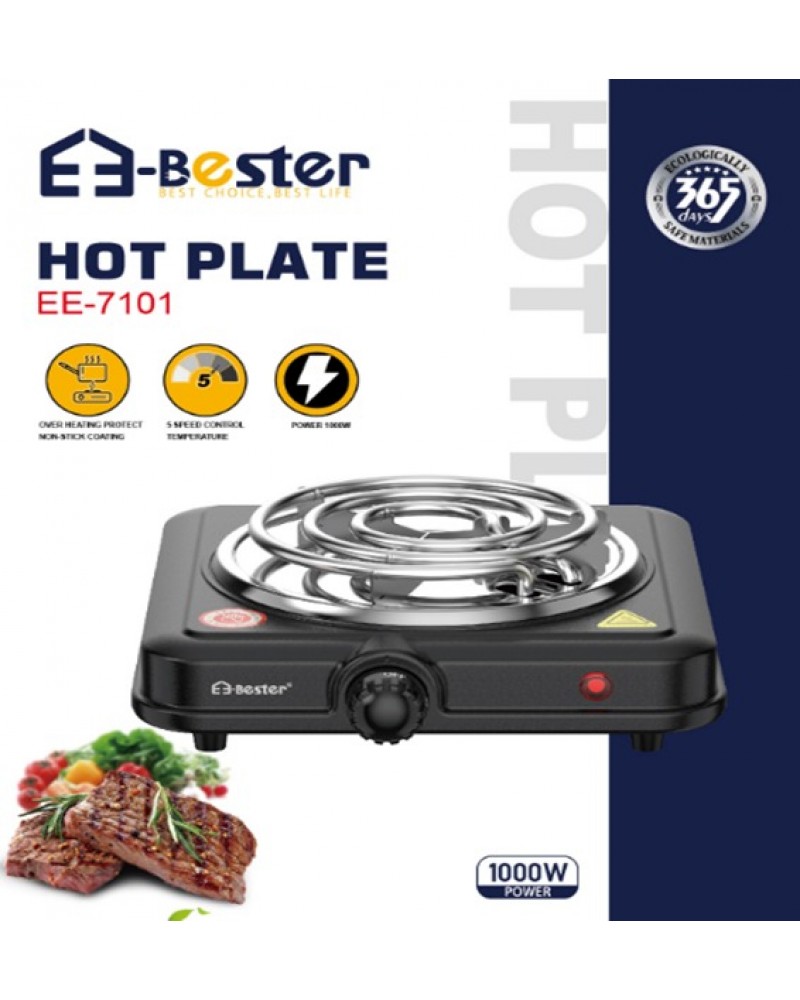 موقد كهربائي تسخين (هوت بليت) EE-Bester EE-7101 بقوة 1000 واط - تحكم بـ 5 سرعات وحماية من الحرارة الزائدة