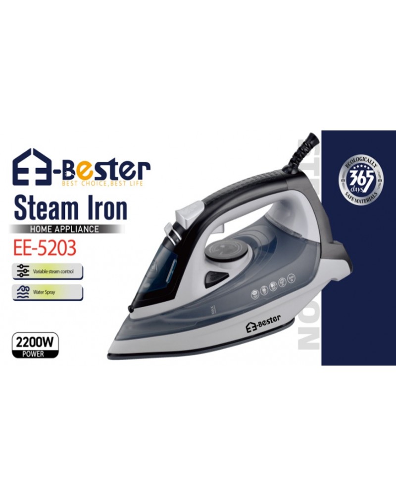 مكواة بخار احترافية EE-Bester EE-5203 بقوة 2200 واط - تحكم متغير بالبخار ورشاش ماء