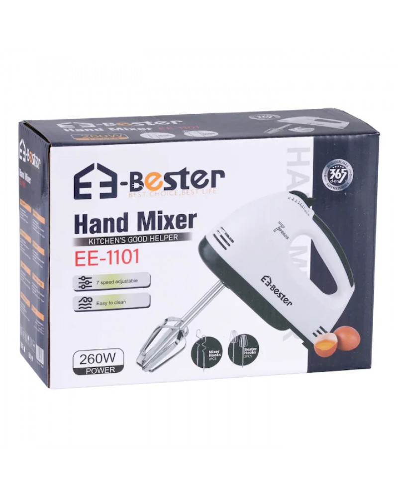 خلاط كيك كهربائي EE-1101 بقوة 260 واط - 7 سرعات قابلة للتعديل لنتائج مثالية خلاط كيك كهربائي EE-1101 بقوة 260 واط - 7 سرعات قابلة للتعديل لنتائج مثالية