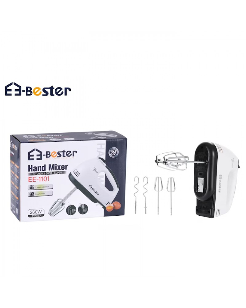 خلاط كيك كهربائي EE-1101 بقوة 260 واط - 7 سرعات قابلة للتعديل لنتائج مثالية خلاط كيك كهربائي EE-1101 بقوة 260 واط - 7 سرعات قابلة للتعديل لنتائج مثالية