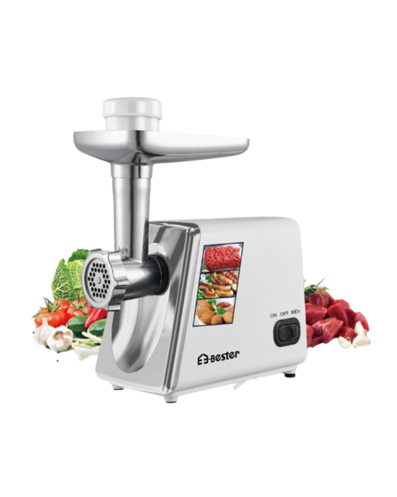 مفرمة لحم كهربائية E-Bester - قوة 2500 واط، شفرات ستانلس ستيل، وضع عكسي مفرمة لحم كهربائية E-Bester - قوة 2500 واط، شفرات ستانلس ستيل، وضع عكسي