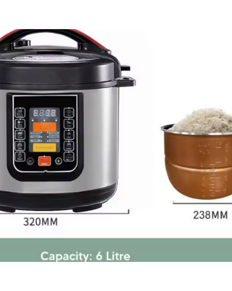 طنجرة ضغط كهربائية رقمية E-Bester EE-19101 سعة 6.5 لتر وقوة 1200 واط