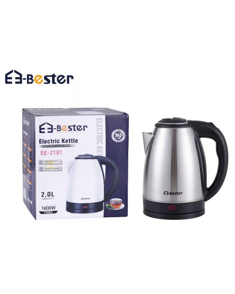 غلاية كهربائية ستانلس ستيل EE-Bester EE-2101 سعة 2.0 لتر - 1800 واط وغليان سريع غلاية كهربائية ستانلس ستيل EE-Bester EE-2101 سعة 2.0 لتر - 1800 واط وغليان سريع