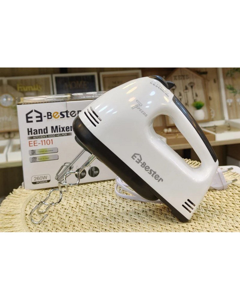 خلاط كيك كهربائي EE-1101 بقوة 260 واط - 7 سرعات قابلة للتعديل لنتائج مثالية خلاط كيك كهربائي EE-1101 بقوة 260 واط - 7 سرعات قابلة للتعديل لنتائج مثالية