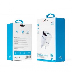 شاحن منزلي 2منافذ   CH-370    IPLUS شاحن منزلي 2منافذ   CH-370    IPLUS