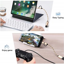 كيبل محول USB C الى USB، USB C/Micro الى USB، كيبل محول مايكرو الى USB 3.0 او تي جي متوافق مع اي ماك واندرويد وجوجل وسامسونج جالكسي وغيرها (ذهبي)