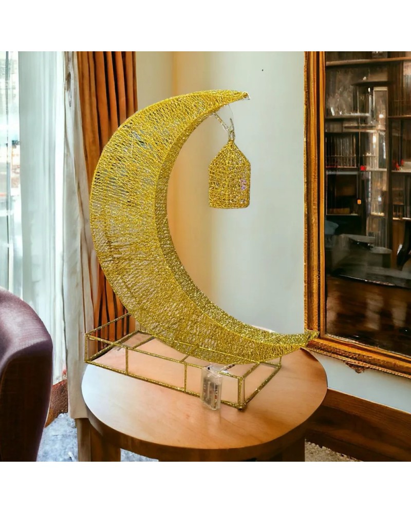 استند ديكور رمضاني هلال ضوي بطاريات 64×24×25سم