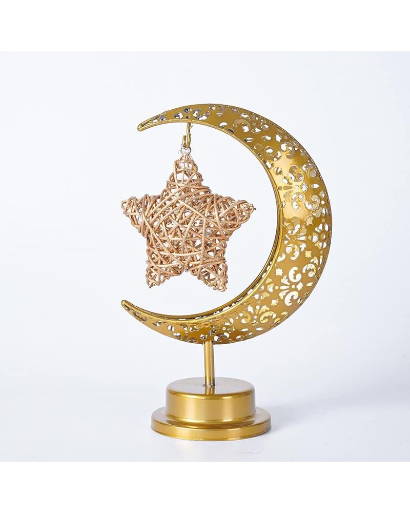 هلال رمضان مصباح LED لرمضان من مودالي لديكور عيد مبارك 2024 بتصميم نجمة قمر فنية حديدية للمنزل ولوازم حفلات رمضان كريم (ايه)