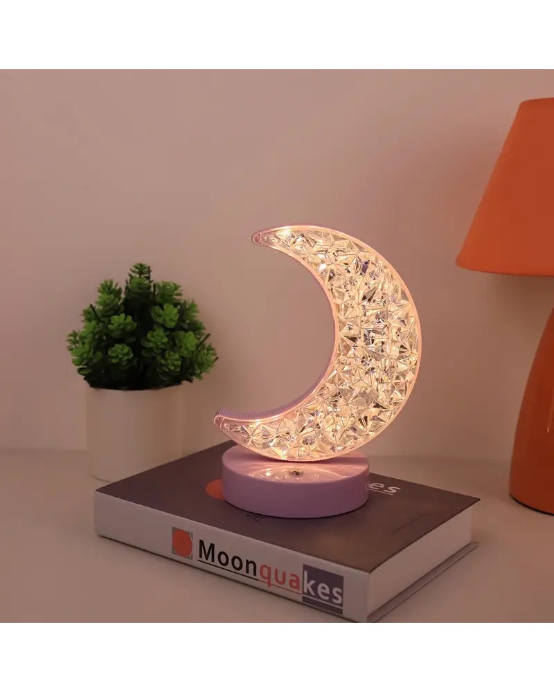 هلال رمضان مصباح طاولة القمر 1 قطعة ، مصباح سرير غرفة نوم حديث فاخر مذهل بتقنية LED