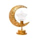 هلال رمضان مصباح طاولة LED زينة بتصميم قمر ونجوم، مصباح مكتب لاسلكي على شكل قمر