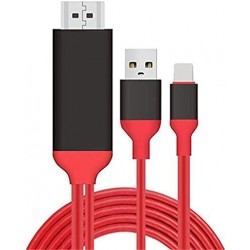 محول كابل ايفون إلى HD / HD-TV إيه في 2 متر أحمر وأسود