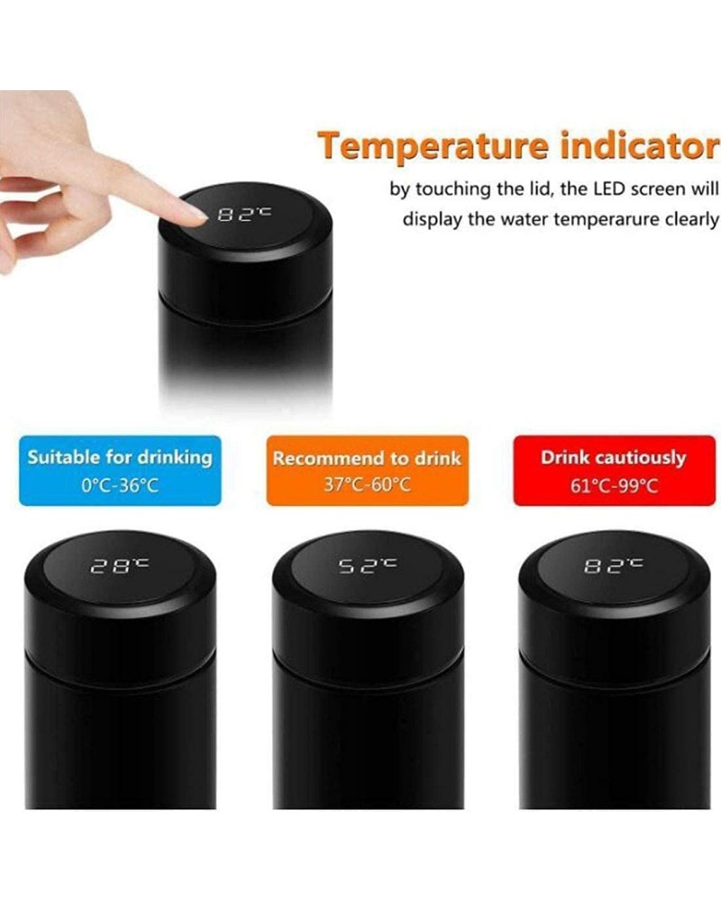 زجاجة مياه ذكية متعددة الألوان حجمها 500 مل مع شاشة عرض درجة الحرارة LED