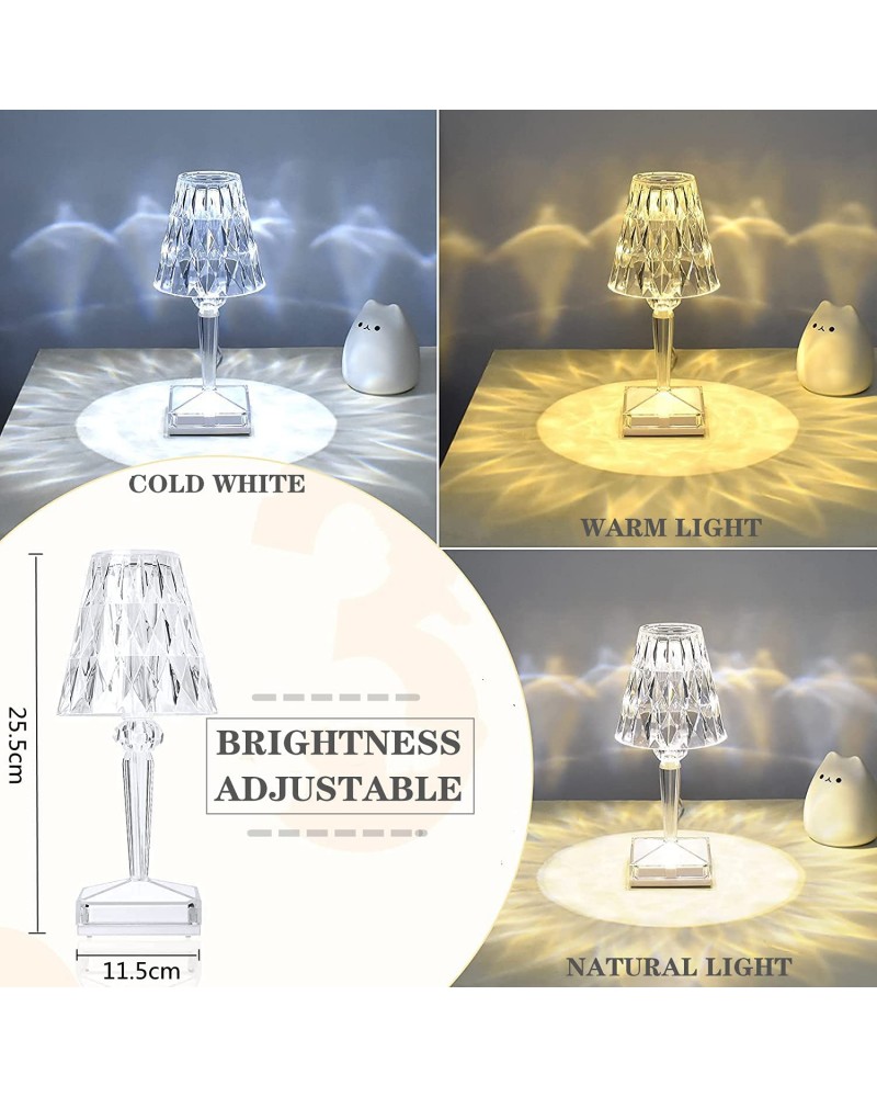 مصباح طاولة كريستال دايموند للتحكم باللمس