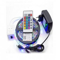 طقم شريط إضاءة LED بألوانٍ متغيّرة مع جهاز تحكّم عن بعد مكون من 4 قطع متعدد الألوان 5متر